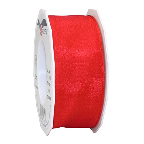 CREATIV DISCOUNT NEU Seidenband mit Draht, 40mm x 20m, rot von CREATIV DISCOUNT