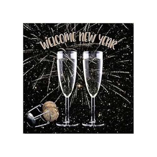 NEU Servietten Welcome New Year für Silvester, 3-lagig, 25 x 25 cm, 20 Stück von CREATIV DISCOUNT