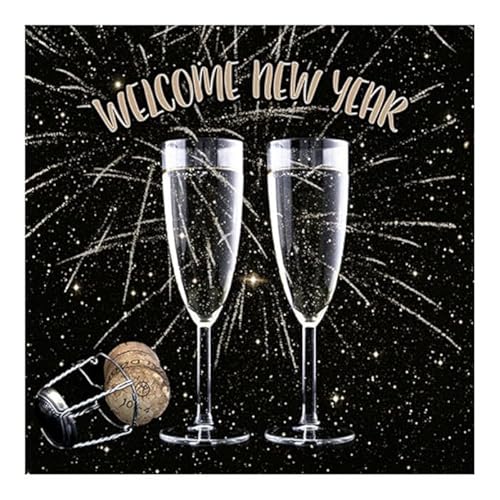 NEU Servietten Welcome New Year für Silvester, 3-lagig, 33 x 33 cm, 20 Stück von CREATIV DISCOUNT