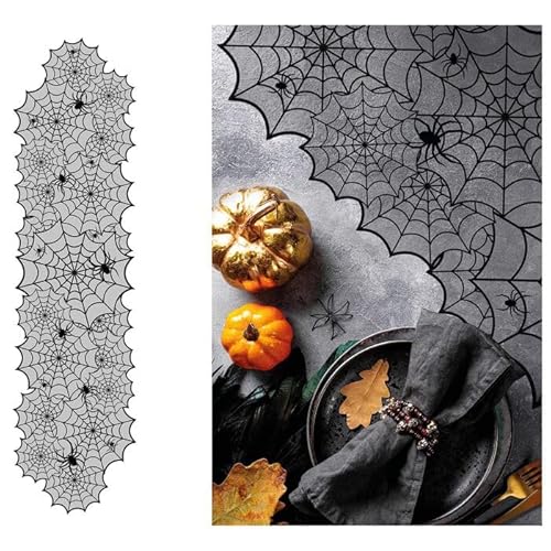 NEU Tischläufer Halloween Spinnen aus Stoff, ca. 45x183cm von CREATIV DISCOUNT