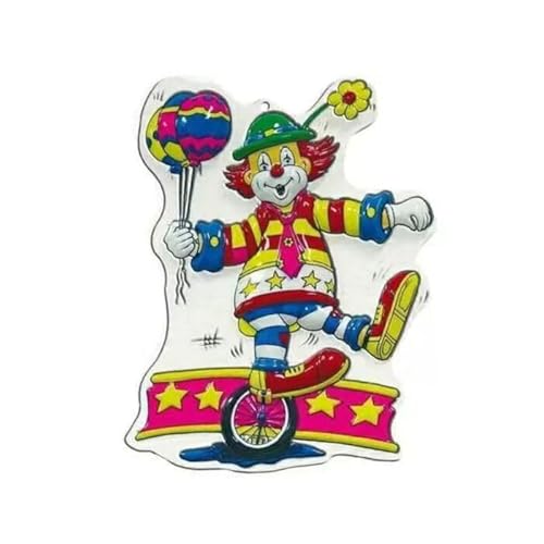 NEU Wand-Deko Clown, Einrad, 1 Stk. ca. 47cm von CREATIV DISCOUNT