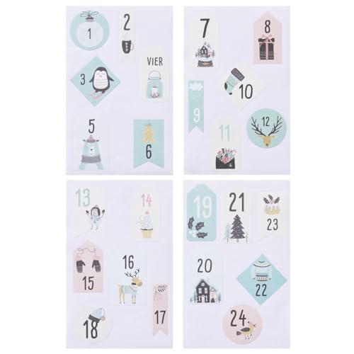 Sticker Adventszahlen 1-24, pastell-bunt modern von CREATIV DISCOUNT