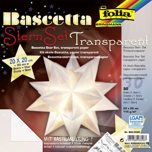 Faltblätter Bascetta Stern Transparent weiß, 20x20 von CREATIVE