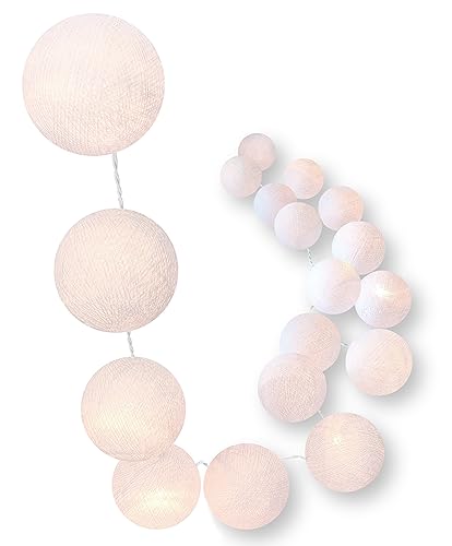 CREATIVECOTTON LED Lichterkette mit Cotton Balls inkl. Timer und Dimmer (White, 35 Kugeln) von CREATIVECOTTON