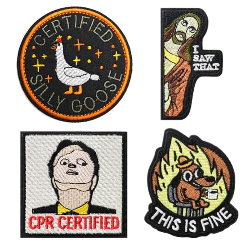 CREATOR Lustige Aufnäher, Moral-Rucksack-Patches mit Klettverschluss, niedliche Tiermoral-Patches für Rucksäcke, taktische Taschenzubehör, Westen, Hüte, 4 Stück von CREATOR