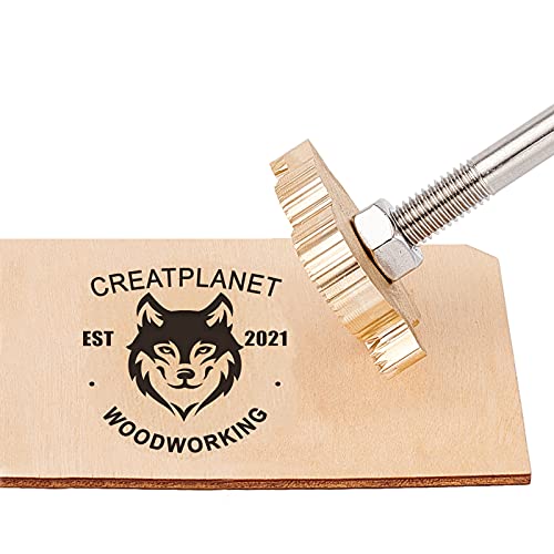 CREATPLANET Custom Wood Branding Iron 1.2 Zoll Leder Branding Iron Stamp Custom Logo Heat BBQ Stempel Mit Messingkopf Holzgriff Zum Backen Holzbearbeitung Handgefertigtes Stanzen - Fierce Wolf von CREATPLANET