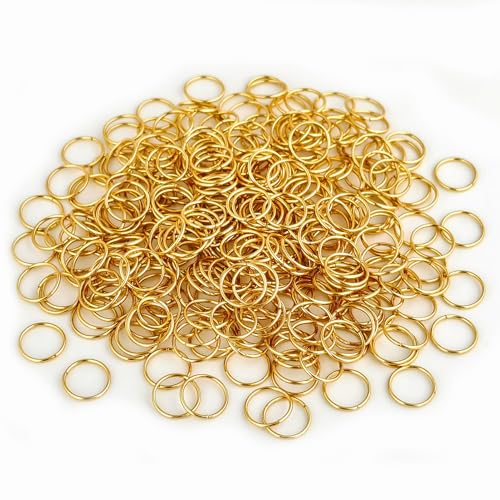 200 Stück 10 mm Edelstahl Binderinge 21 Gauge 18 K vergoldet Metall O-Ringe geschlossen, aber ungelötet, Einzelschlaufen-Verbindungsringe für Schmuck, Halsketten, Armbänder, Ohrringe, von CREATZONE