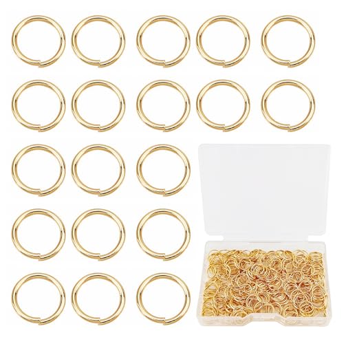 400 Stück 8 mm 18 Karat vergoldete Biegeringe Verbindungsringe 21 Gauge offene Binderinge für DIY Armband Halskette Ohrring Schlüsselanhänger Schmuckherstellung von CREATZONE