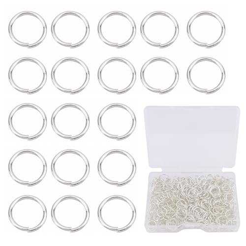 400 Stück 8 mm silberne Biegeringe Verbindungsringe 21 Gauge offene Binderinge für DIY Armband Halskette Ohrring Schlüsselanhänger Schmuckherstellung von CREATZONE