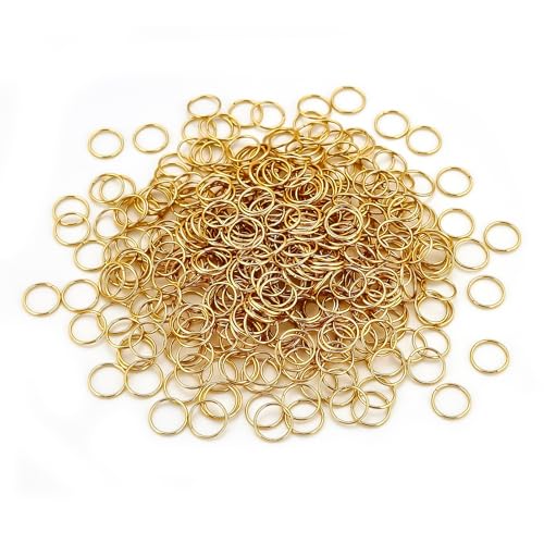 500 Stück 8 mm Edelstahl Binderinge 21 Gauge 18 K vergoldet Metall O-Ringe geschlossen, aber ungelötet, Einzelschlaufen-Verbindungsringe für Schmuck, Halsketten, Armbänder, Ohrringe, von CREATZONE