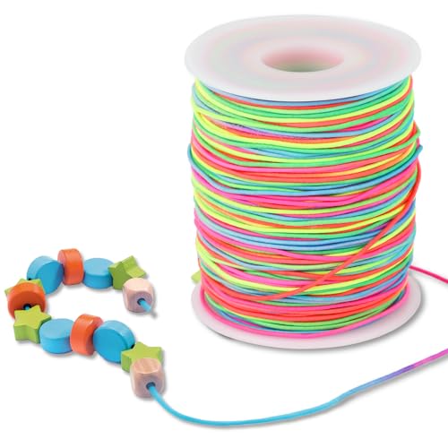 Gummiband für Armbänder, Nylonschnur, 1 mm x 100 m Bunte Elastisches Band für Armbänder, Runde nylonschnur für armbänder, Geeignet für Heimwerkerarbeiten und Schmuckherstellung von CRESZZLE