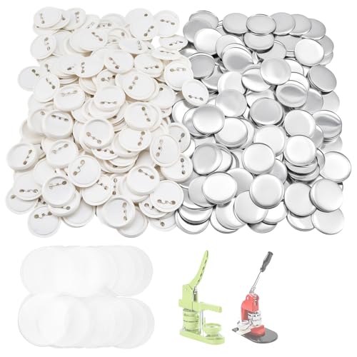 CREWORKS 200pc Button Pin Set, 5.8cm Custom Pin Back Buttons with Metal Shells, 58mm Pin Button Art Supplies, Blank Metal Button Badge DIY Craft Supplies with Back Pin for Gift Present Souvenir von CREWORKS