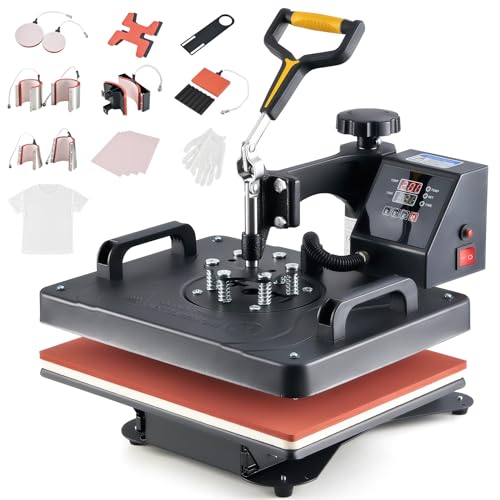 CREWORKS Transferpresse 11 in 1 Hitzepresse 38x30cm Hitzepressemaschine Multifunktionale Heißpressmaschine Wärmepresse für T-Shirts Schuhen Tassen Hüten Stiften Baseballs Tellern von CREWORKS