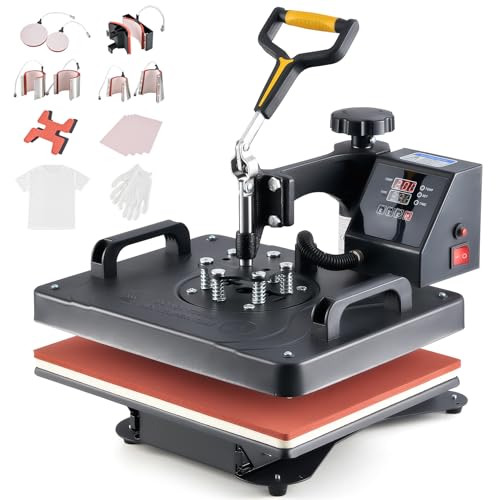 CREWORKS Transferpresse 9 in 1 Hitzepresse 38x30cm Hitzepressemaschine Multifunktionale Heißpressmaschine Heißpress Transferdruckmaschine Wärmepresse für T-Shirts, Schuhen, Tassen, Hüten und Tellern von CREWORKS