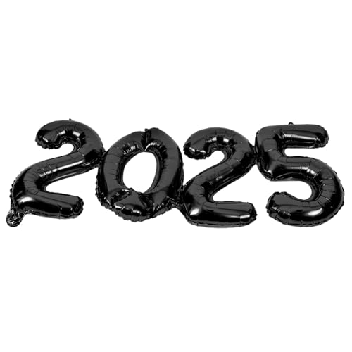 CRILSTYLEO 1 Satz 2025 Ballon 2025 Nummer 2025 Luftballons Partyballons Nummer 2025 Ballon Frohes Neues Jahr Ballon Zahlenballons 2025 Aufblasbare Ballons Neujahrsdekore Aluminiumfolie Black von CRILSTYLEO