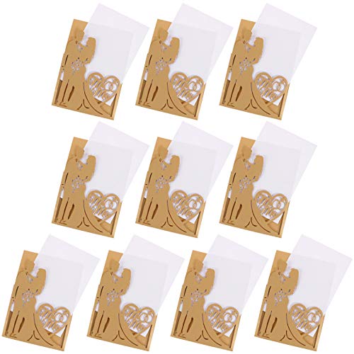 CRILSTYLEO 10St Grußkarte jubiläumskarte anniversary card hochzeitsdeco Brautjungfer alles zum jubiläum karte Einladungskarten für Aktivitäten Einladungskarten zur Hochzeit Papier Golden von CRILSTYLEO