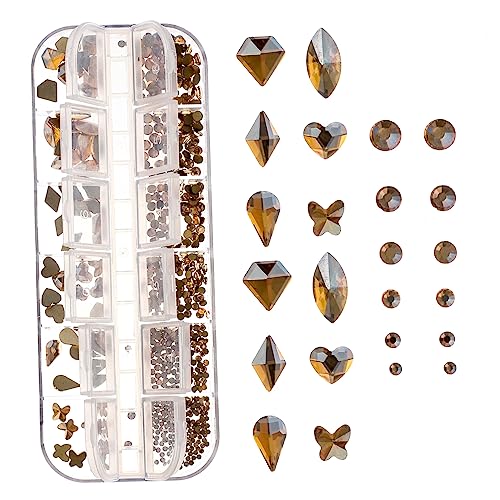 CRILSTYLEO 12 Maniküre Mit Speziell Geformten Diamanten Diamant- Nagelkristalle Nagelkunst-edelsteine Flache Rückseite Goldene Strasssteine Transparente Aufkleber Klare Strasssteine Glas von CRILSTYLEO