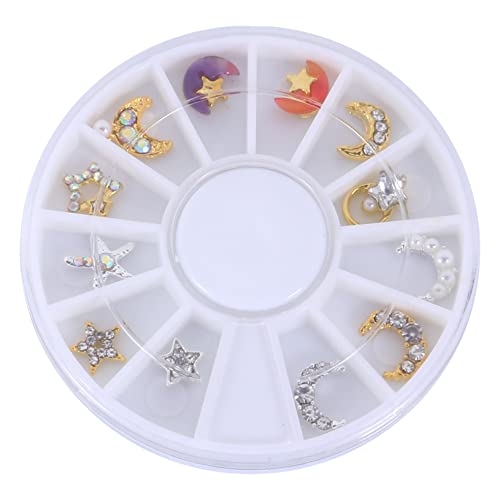 CRILSTYLEO 12St Maniküre-Diamant Nagel Strassverzierung Nagelkunst-Anhänger mit Sternen Nagelschmuck nail gems nail art sticker aufkleber Nagelbolzen für Frauen Nagelkunst Strass Golden von CRILSTYLEO