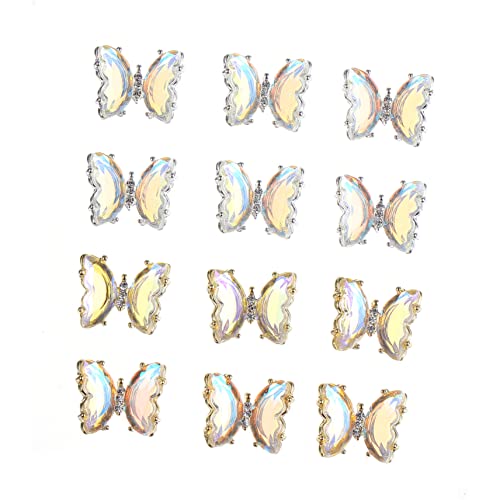 CRILSTYLEO 12St Schmetterling Nail Art Zubehör Schmetterlinge Nagelabziehbilder Nagel Strass Strasssteine ​​für Nägel nail charms nailing tool Nageldekor dekorative Nailart-Zubehör Legierung von CRILSTYLEO