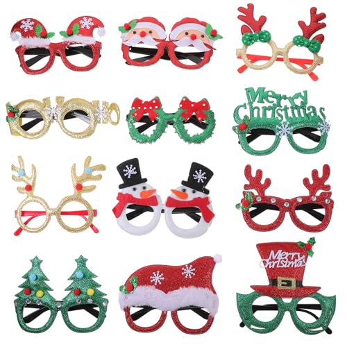 CRILSTYLEO 12st Weihnachtsdekorationen Weihnachtsbrille Süßigkeiten-ornamente Weihnachtspapierbrille Weihnachtsbaum Gefälligkeiten Für Weihnachtsfeiern Weihnachts- Vlies von CRILSTYLEO