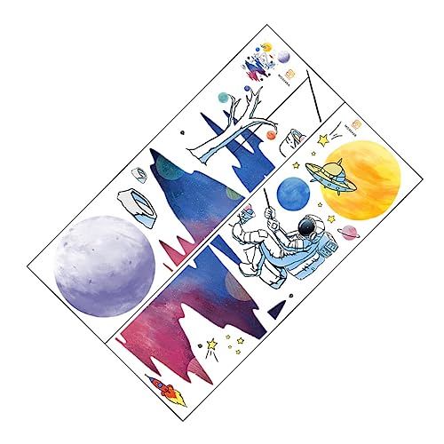 CRILSTYLEO 2 Blätter Astronauten-wandtattoo Selbstklebende Wandaufkleber Astronauten-wandaufkleber Wand Des Sonnensystems Abnehmbarer Wandaufkleber Kinderzimmer Wandtattoos Heimaufkleber Pvc von CRILSTYLEO