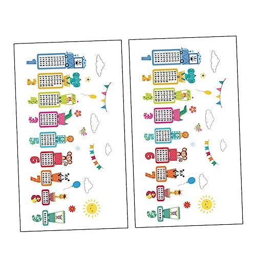 CRILSTYLEO 2 Sätze Multiplikationstabelle wanddekor aufkleber Tieraufkleber Zahlenaufkleber für Kinder Cartoon-Aufkleber tiermotive wand dekorationen Wandaufkleber Einmaleins-Diagramm PVC von CRILSTYLEO