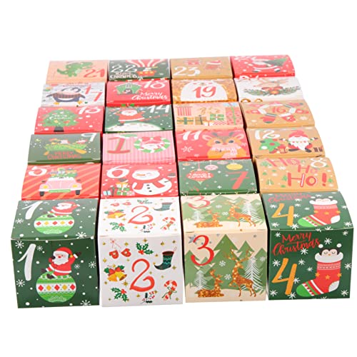 CRILSTYLEO 24 Stück Boxen Countdown Süßigkeitenbox Weihnachtstüten Süßigkeitenboxen Für Weihnachtsgeschenke Süßigkeiten Weihnachten Adventskalender Süßigkeitenhalter Weihnachtszubehör von CRILSTYLEO