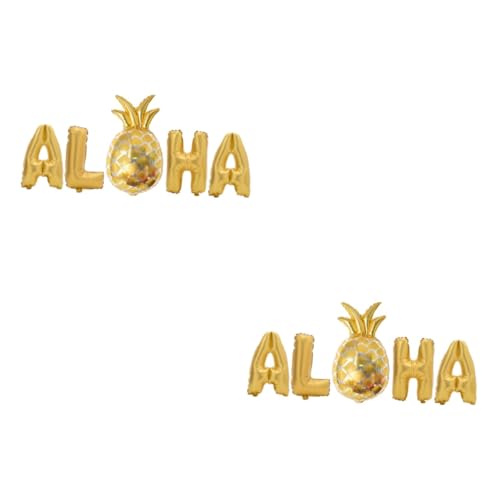 CRILSTYLEO 2St Party Folienballon Folienballons hawaiianische Partyballons hawaiianische dekorationen Hochzeitsballons hawaiketten hawaij hawaian Aloha-Ballons Aloha Folienballon Golden von CRILSTYLEO