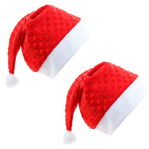 CRILSTYLEO 2st Herz-weihnachtsmütze Lustige Weihnachtsmütze Kappe Weihnachtsaccessoires Neuheit Weihnachtsmützen Hut Mit Herzmuster Weihnachtsmützen Für Erwachsene Rot Flanell von CRILSTYLEO