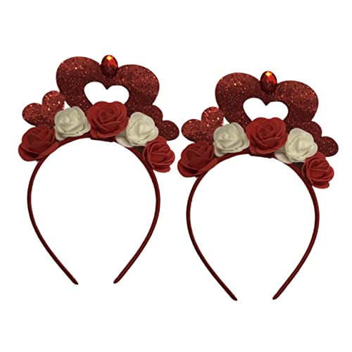 CRILSTYLEO 2st Valentinstag Stirnband Haarschmuck Zum Valentinstag Glitzer-herz-stirnband Valentinstag Haare Party Lustige Stirnbänder Valentinstag Haarband Herz Dekor Filzstoff Rot von CRILSTYLEO