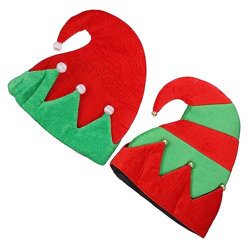 CRILSTYLEO 2st Weihnachtselfenmütze Weihnachtsmütze Anziehen Elf Cosplay-hut Feiertags-partyhüte Weihnachtsmützen Verkleiden Singender Elfenhut Sankt-elfen-glocken-hut Nikolausmütze Stoff von CRILSTYLEO