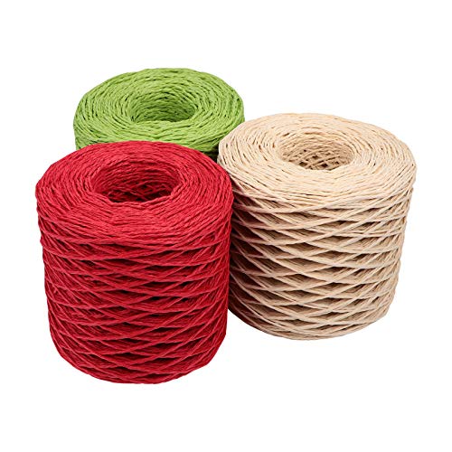 CRILSTYLEO 3 Rollen Raffia-papierseilrolle Chiffonband Grünes Geschenkpapier Bänder Orangefarbenes Band Schulbedarf Makramee-schnur Lieferungen Rosa Band Rotes Band Raffiagarn Papierfaden von CRILSTYLEO