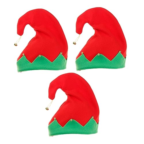 CRILSTYLEO 3 Stück Weihnachtsmütze Für Kinder Feiertagskostüm Kostüm Requisite Weihnachtsmütze Weihnachtsmütze Für Weihnachtsfeier Weihnachtself Cosplay Requisiten Hüte Rote von CRILSTYLEO