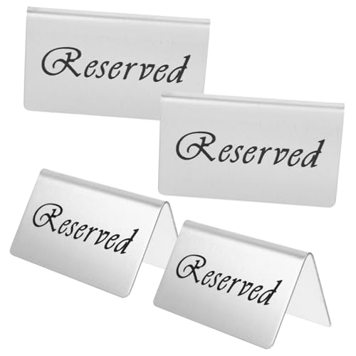 CRILSTYLEO 4 Stück Tischschild „Reserviert“ Für Hochzeiten, Bars, Reserviert Schilder, Reserviert Tischschilder Für Hochzeiten, Reserviert Tisch Logo, Metall Reserviert Schild, Restaurant von CRILSTYLEO