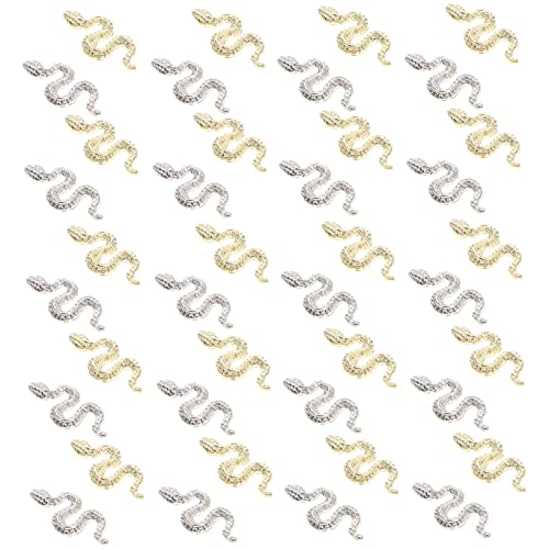 CRILSTYLEO 40st Schlange Nail Art Schmuck Nail Snake Juwelen Nailart-strasssteine Nagel-edelsteine Nailart-zubehör Schlangennagelaufkleber Nagel-diamant-bolzen Golddekor Zinklegierung von CRILSTYLEO