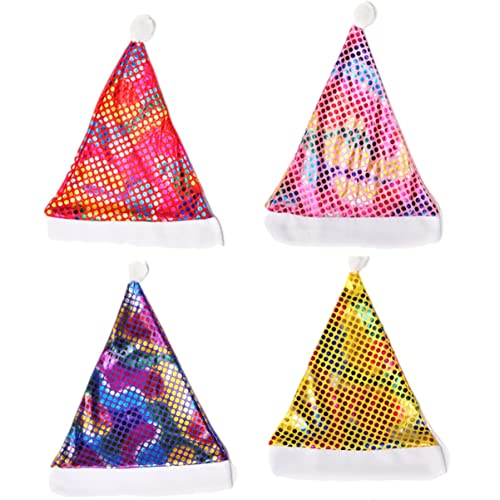 CRILSTYLEO 4Pcs Santa Hut Weihnachtshut Weihnachtshut Paillette Hut Weihnachten Fedora Hut Weihnachtsfeier Hats Weihnachten Kopfbedeckung Hut Weihnachten Weihnachtsbrillen Mit Hut von CRILSTYLEO