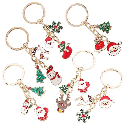 CRILSTYLEO 6 stücke Weihnachten Santa Elch Schneemann Keychain Auflistung Dekorative für Freunde Material von CRILSTYLEO