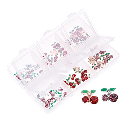 CRILSTYLEO 60St Nailart-Accessoires mit Strasssteinen Nagelkunst-Edelsteine Nagelkristalle Nagel Charms Obstdekor graceling gracy nagel strass edelsteine Kirsche Nagel Edelsteine Legierung von CRILSTYLEO