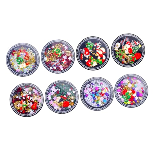 CRILSTYLEO 8 Boxen Weihnachten DIY Nageldekore Kreative Nail Art Charms Nail Art Zubehör von CRILSTYLEO