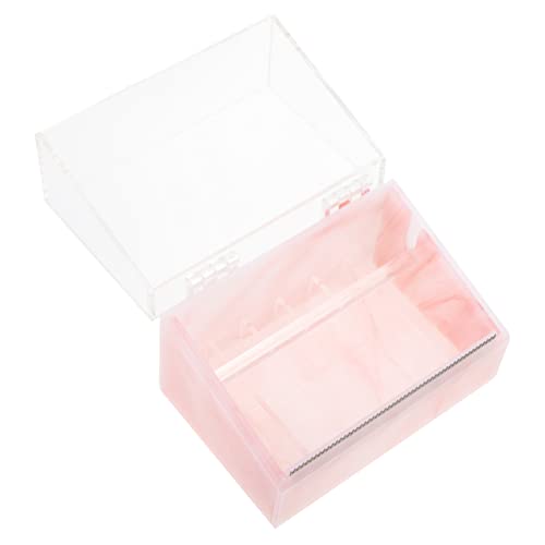 CRILSTYLEO Bandschneider durchsichtiger Klebebandspender Wimpernband für Wimpernverlängerung Bandteiler tape cutter Schneidemaschine für Klebeband Bandschneidewerkzeug Bandhalter Glas Rosa von CRILSTYLEO