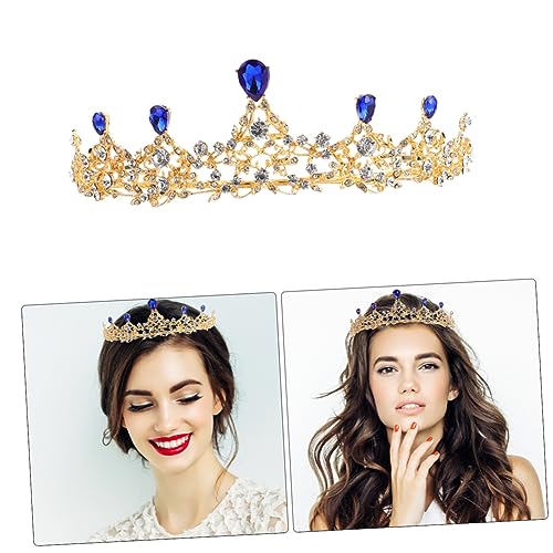 CRILSTYLEO Kristallkrone prinzessin zubehör Haarschmuck für den Abschlussball Brautkrone Krone für Kinder haaraccessoires hair jewellery Hochzeitskrone Kronen-Haarreifen Legierung Golden von CRILSTYLEO