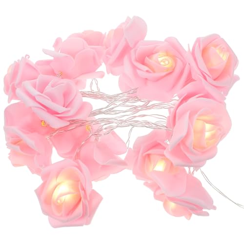 CRILSTYLEO Schnur hochzeitsdeko led ligts kupferlitze valentinsdekoration Rosenlichterkette Tag Rose mit Licht Gartenfee Ereignis kronleuchter Lichter zum Dekorieren Lampendekoration Stk Rosa von CRILSTYLEO