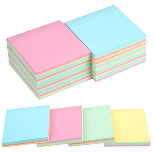 12PCS Pastellfarbene Haftnotizen Quadratisch, Haftnotizblöcke Selbstklebend, Schreibwarenbedarf Bunte Buchreiter, Haftnotizblöcke Post Memo 4 Farben Mix für Studentengeschenke Haus Büro Schule von CRITIVE-SHOP