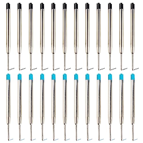 24 Stück Kugelschreiberminen, Großraumminen, Metall Kugelschreiber, Set Kugelschreiberminen, 1mm Rollerball Refill Strichstärke M, Kompatible Parker Kugelschreiber Ersatzminen (Blau und Schwarz) von CRLLDPM