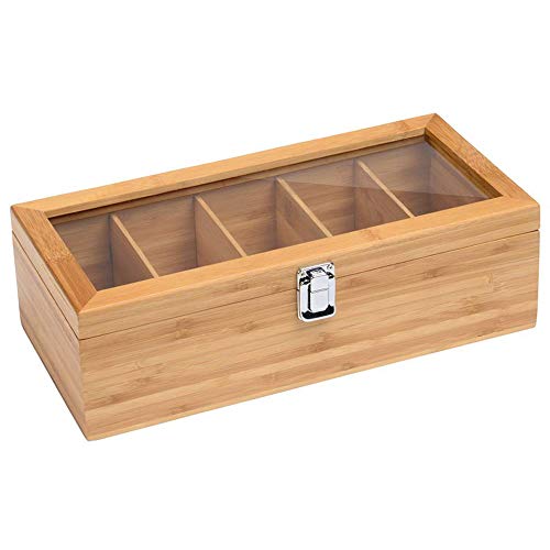 CRMKYLWPZ Bambus-Teebox, Schmuck-Organizer, Aufbewahrungsbox, 5 Fächer, Teebox, Holz-Tee-Aufbewahrungsbox/302(As Shown) von CRMKYLWPZ