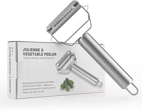 Kartoffel Apfel Gemüseschäler Multifunktions Edelstahl Julienne Schäler für Obst Gemüse Kartoffeln Karotte Gurke Julienne Cutter Slicer Shredder Schaber Pro Küchenwerkzeug mit Doppelklinge von CROOMI