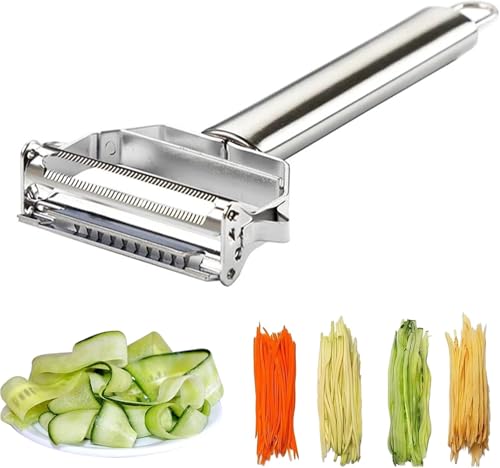 Kartoffel Apfel Gemüseschäler Multifunktions Edelstahl Julienne Schäler für Obst Gemüse Kartoffeln Karotte Gurke Julienne Cutter Slicer Shredder Schaber Pro Küchenwerkzeug mit Doppelklinge von CROOMI