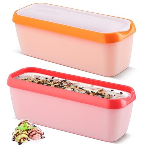 CRROEL Eisbehälter für Speiseeis,BPA frei, 2er-Set Eisbehälter für Speiseeis 1.5 L, Wiederverwendbare Hausgemachte Eiscreme-Behälter mit Deckel, Für Selbstgemachtes Eis, Sorbets, Joghurt von CRROEL