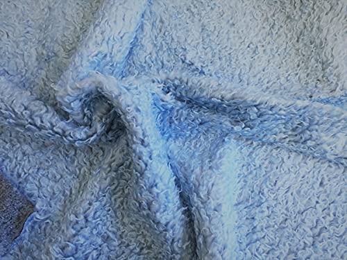 CRS Fur Fabrics 5056653810140, Hellblau Kunstfell-Stoff, gelockt, 1 m, 150 x 100 cm, Acryl, 1Mtr-150cm x 100cm von CRS Fur Fabrics