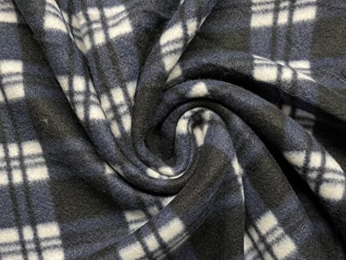 CRS Fur Fabrics 5056653812281 Bedruckter Polar-Fleece-Stoff – Marineblau kariert, 1 m, 150 x 100 cm, Polyester, navy, 1Mtr 150cmx100cm von CRS Fur Fabrics